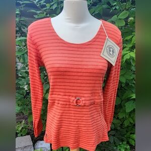 Earth Collection XXL‎ (Fits XL) Striped Orange/Brown Cotton/Silk Blend